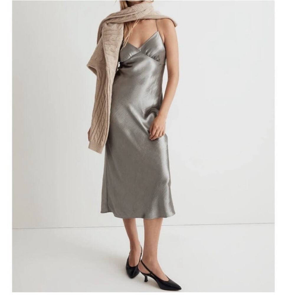 Madewell The Layton Midi Slip Satin Dress Size 8